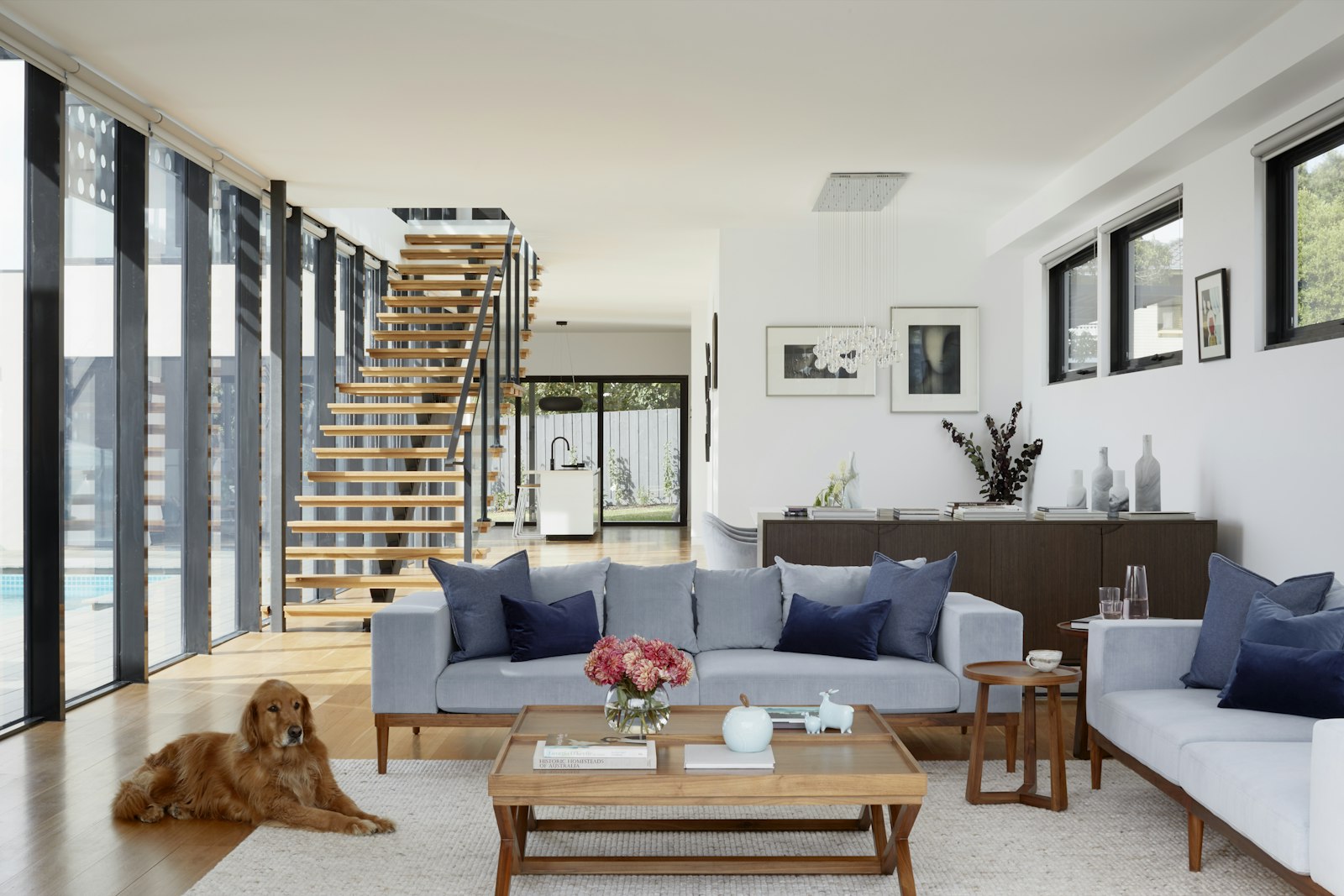 Living room in a converted garage